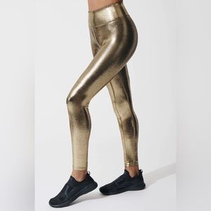 Gold Metallic Heroine Sport Leggings Small